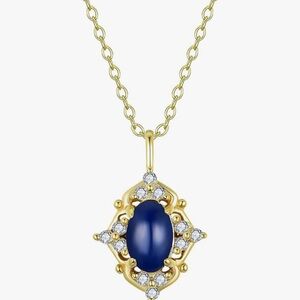 Created Star Light Blue Sapphire Necklace